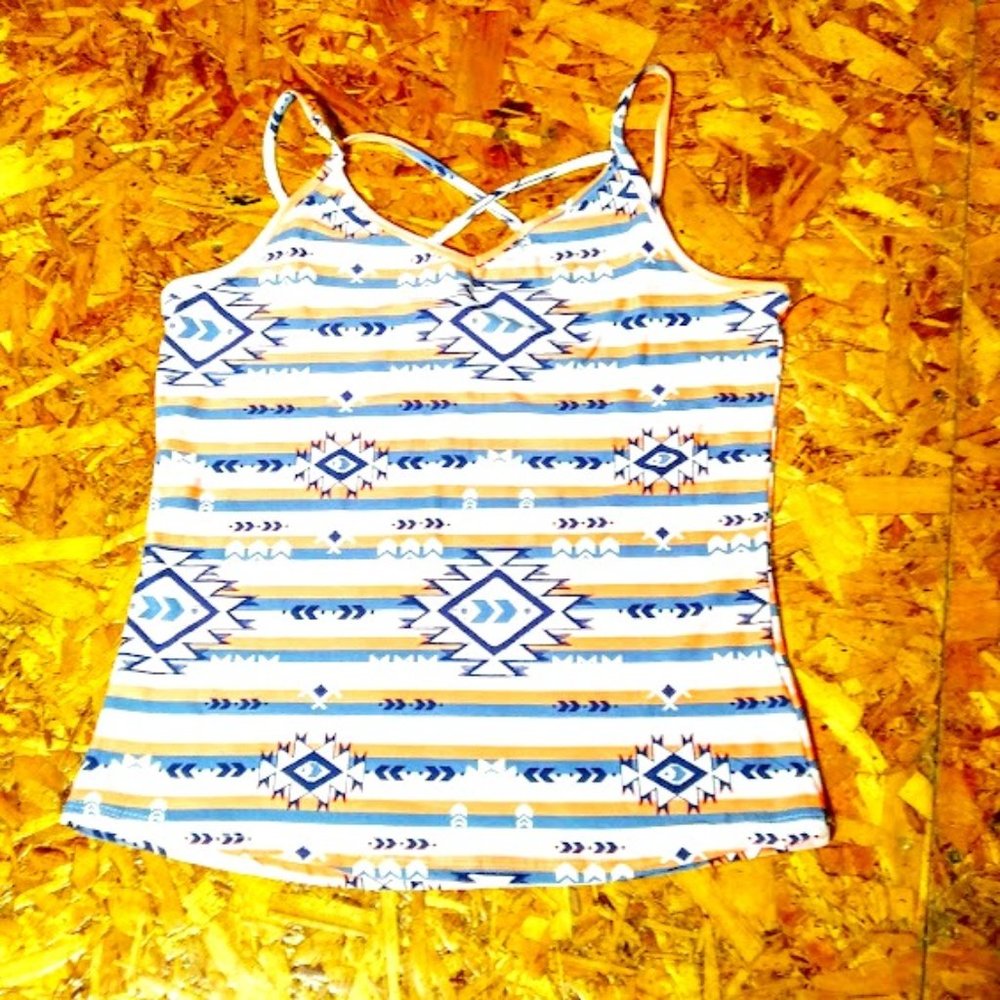 TANK TOP*SPAGHETTI STRAPS*WISHFUL PARK*WOMEN XL*SOUTHWEST/AZTEC DESIGN.